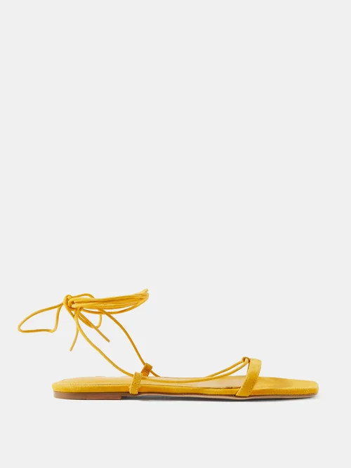 Toteme - Wraparound Suede Sandals - Womens - Yellow - 37 EU/IT | Matches (US)