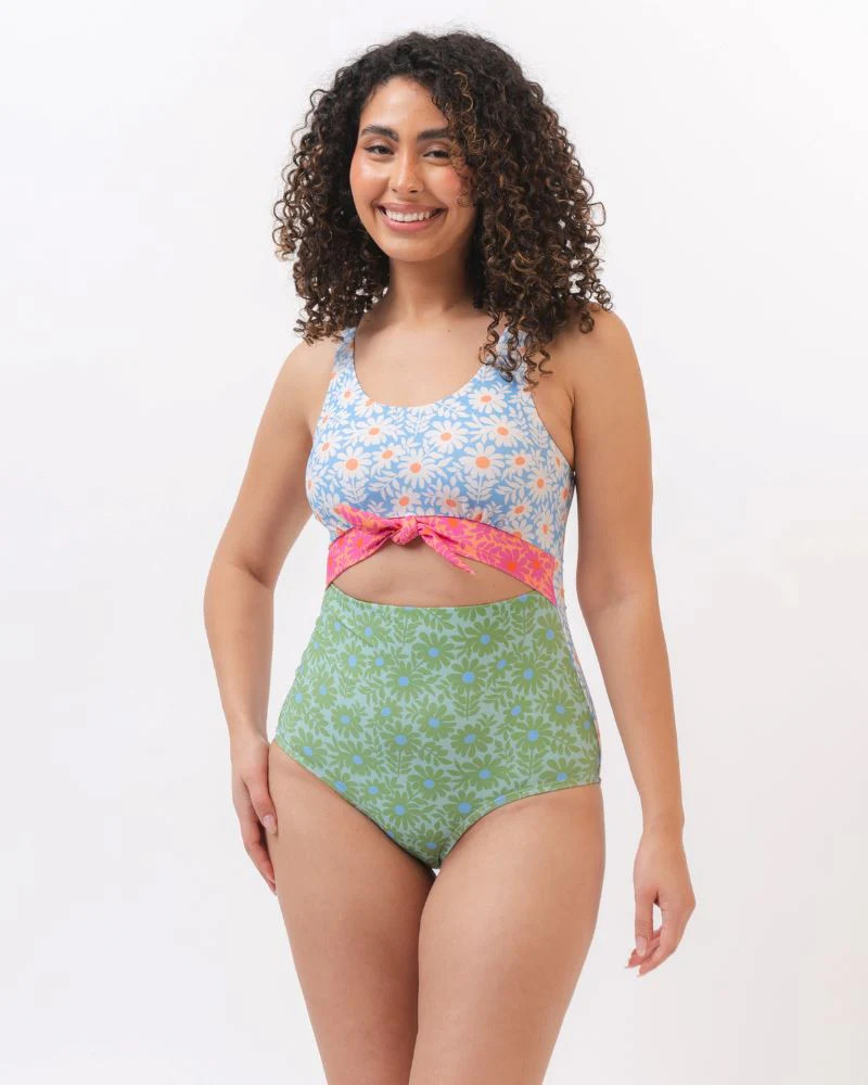 Daisy Patch Knotted One-Piece | Lime Ricki