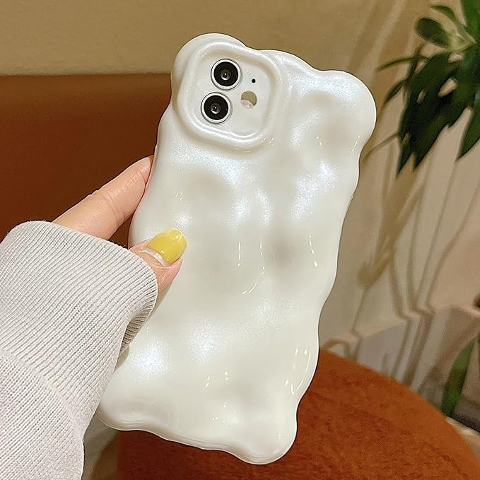 UEEBAI Case for iPhone 12 6.1 inch, Cute Solid Color Curly Wave Shape Shockproof Soft TPU Bumper ... | Amazon (UK)