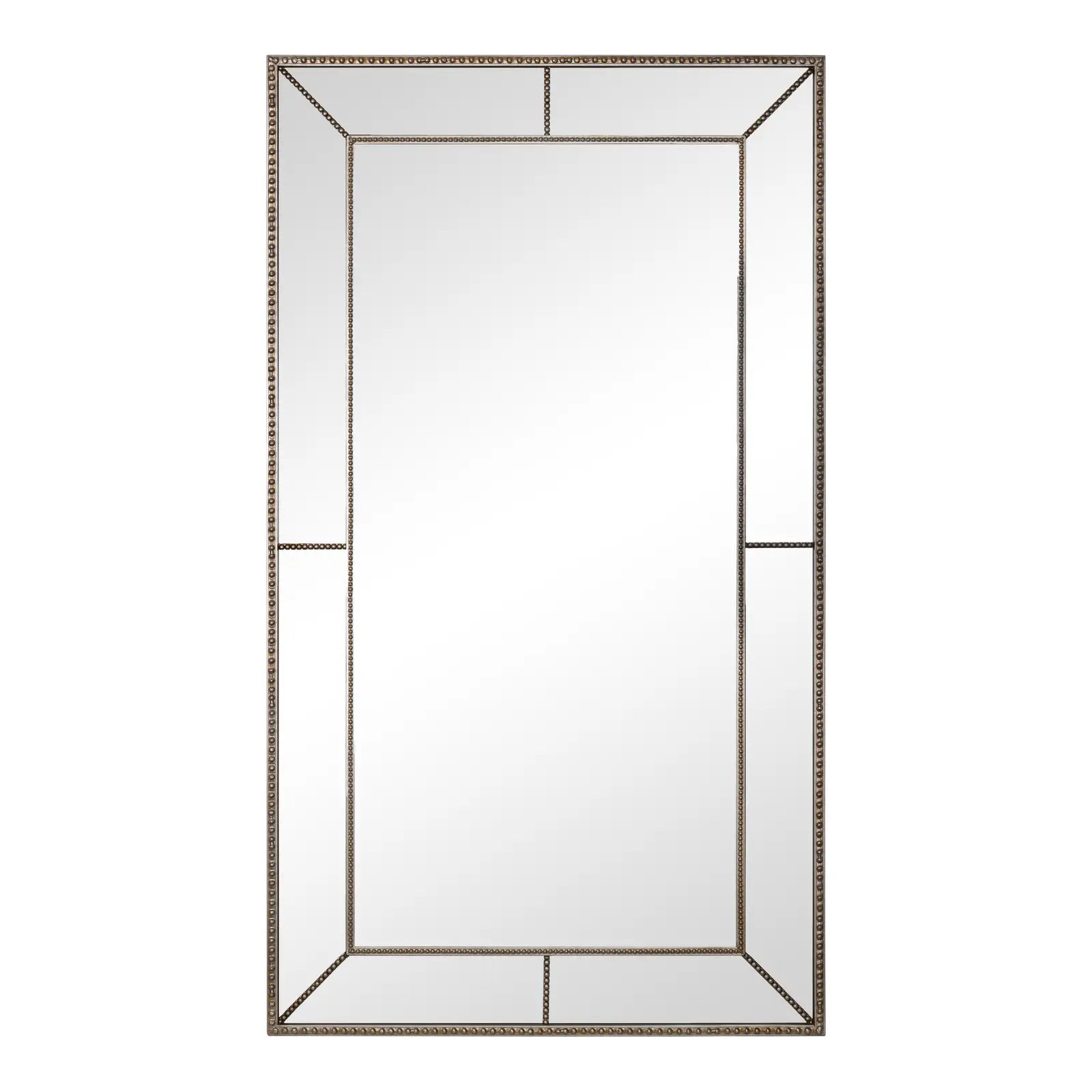 Roxeburghe Silver Beaded Beveled Full Length Floor Mirror | Chairish