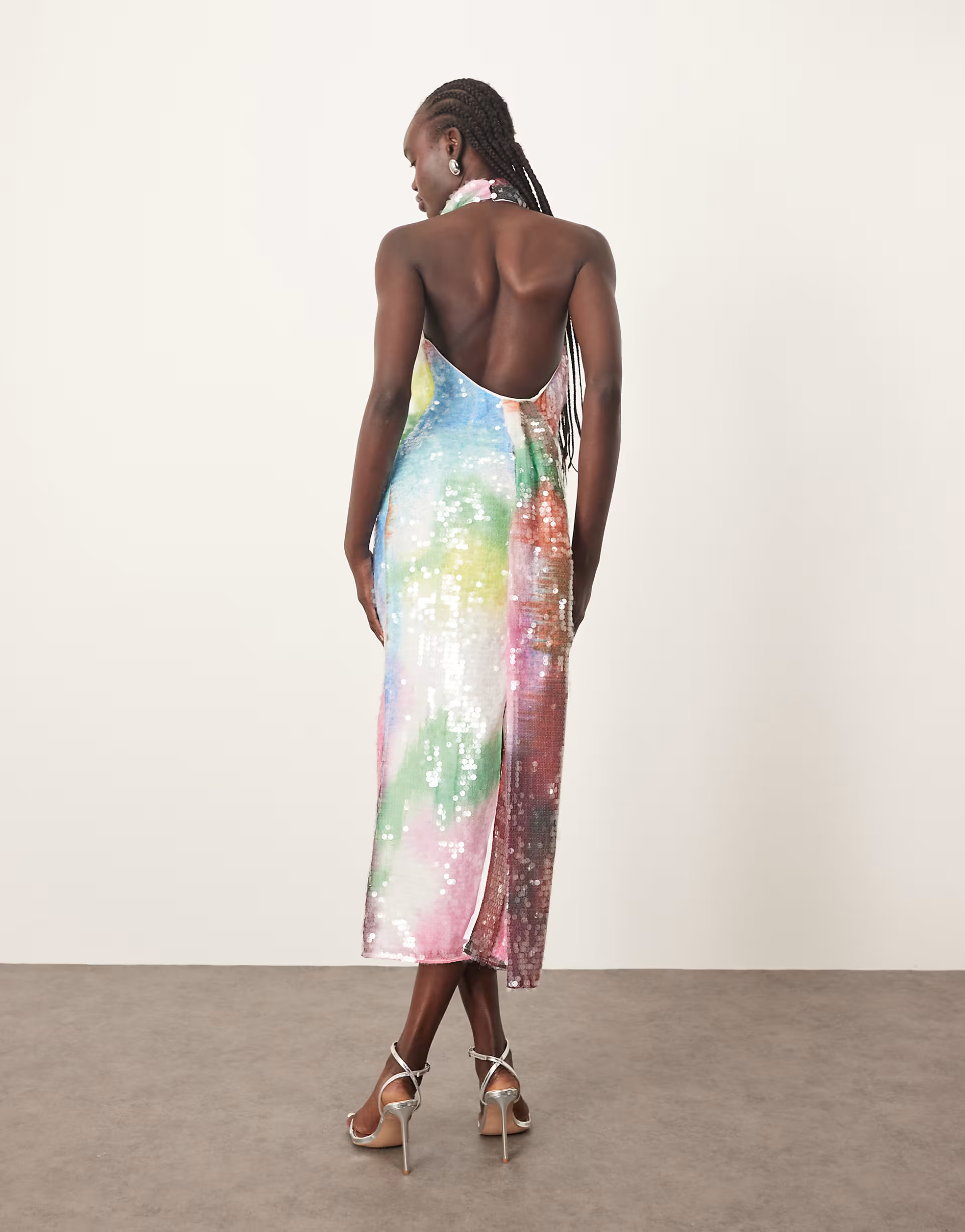ARRANGE embellished draped halter column maxi dress in abstract sequin | ASOS | ASOS (Global)