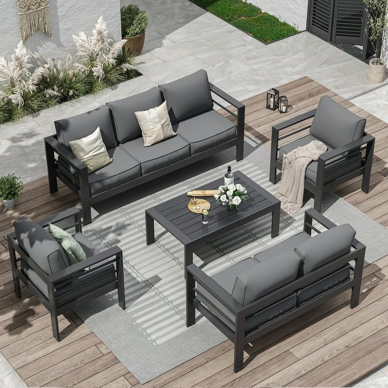 ECOPATIO Aluminum Patio Furniture Set, 8 Pcs Metal Modern Outdoor Sofa Sets, Outdoor Sectional Pa... | Walmart (US)