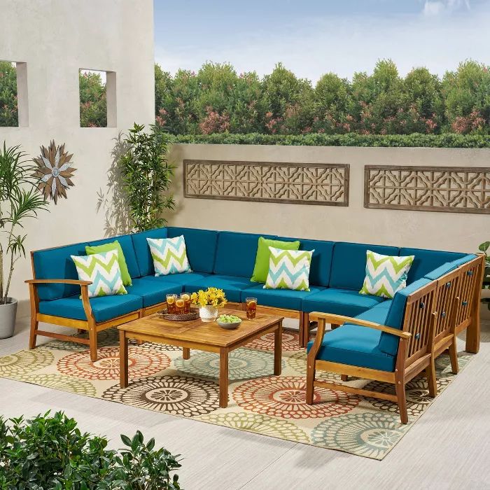Perla 10pc Acacia Wood Seating Set - Christopher Knight Home | Target