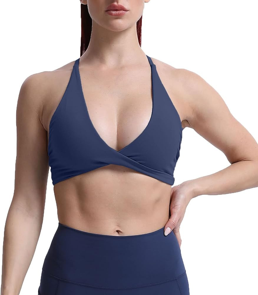 Aoxjox Women's Workout Sports Bras Fitness Backless Padded Sienna Low Impact Bra Yoga Crop Tank T... | Amazon (US)
