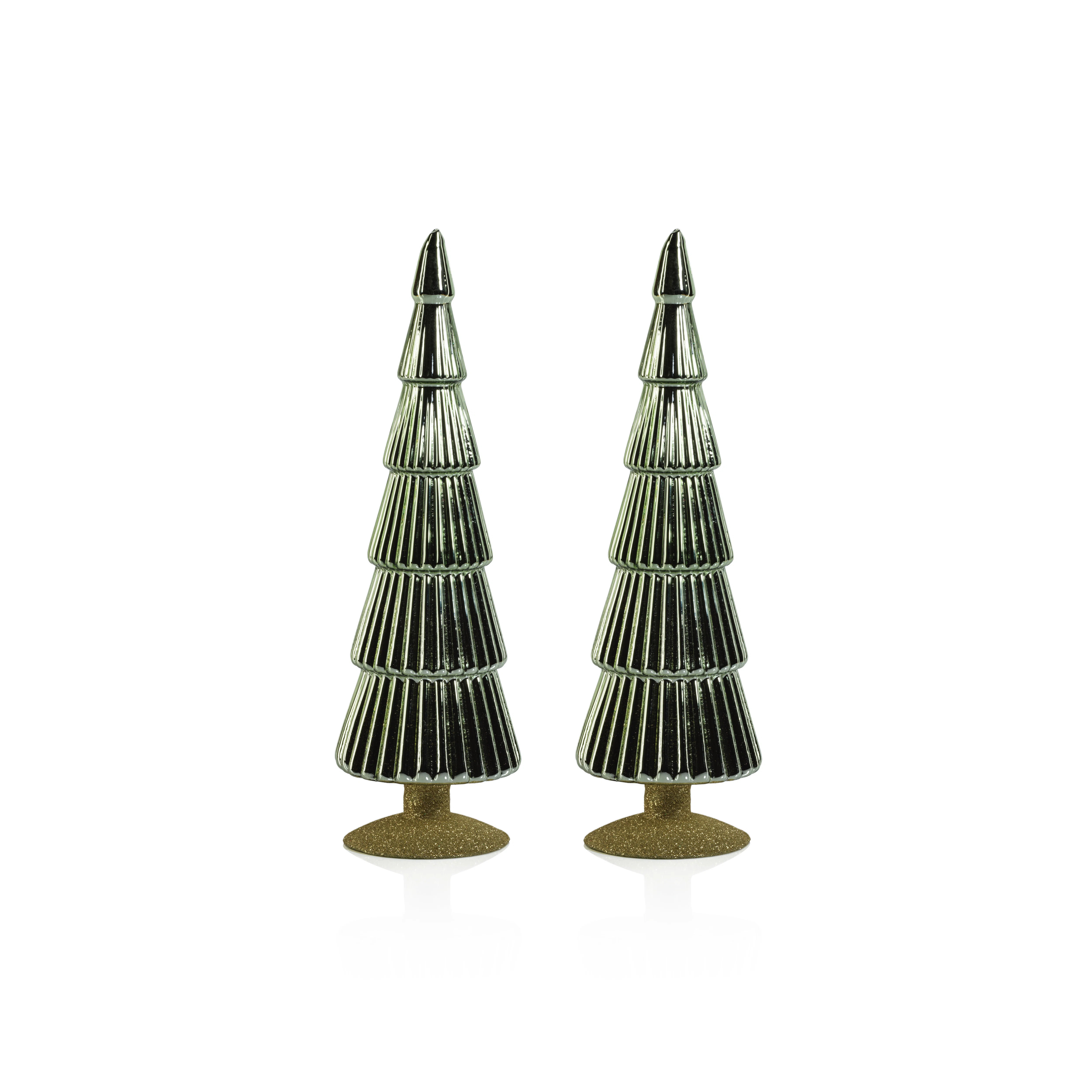 Dembe Classic Red Glass Tree on Gold Glitter Base, Set of 2 | Wayfair North America
