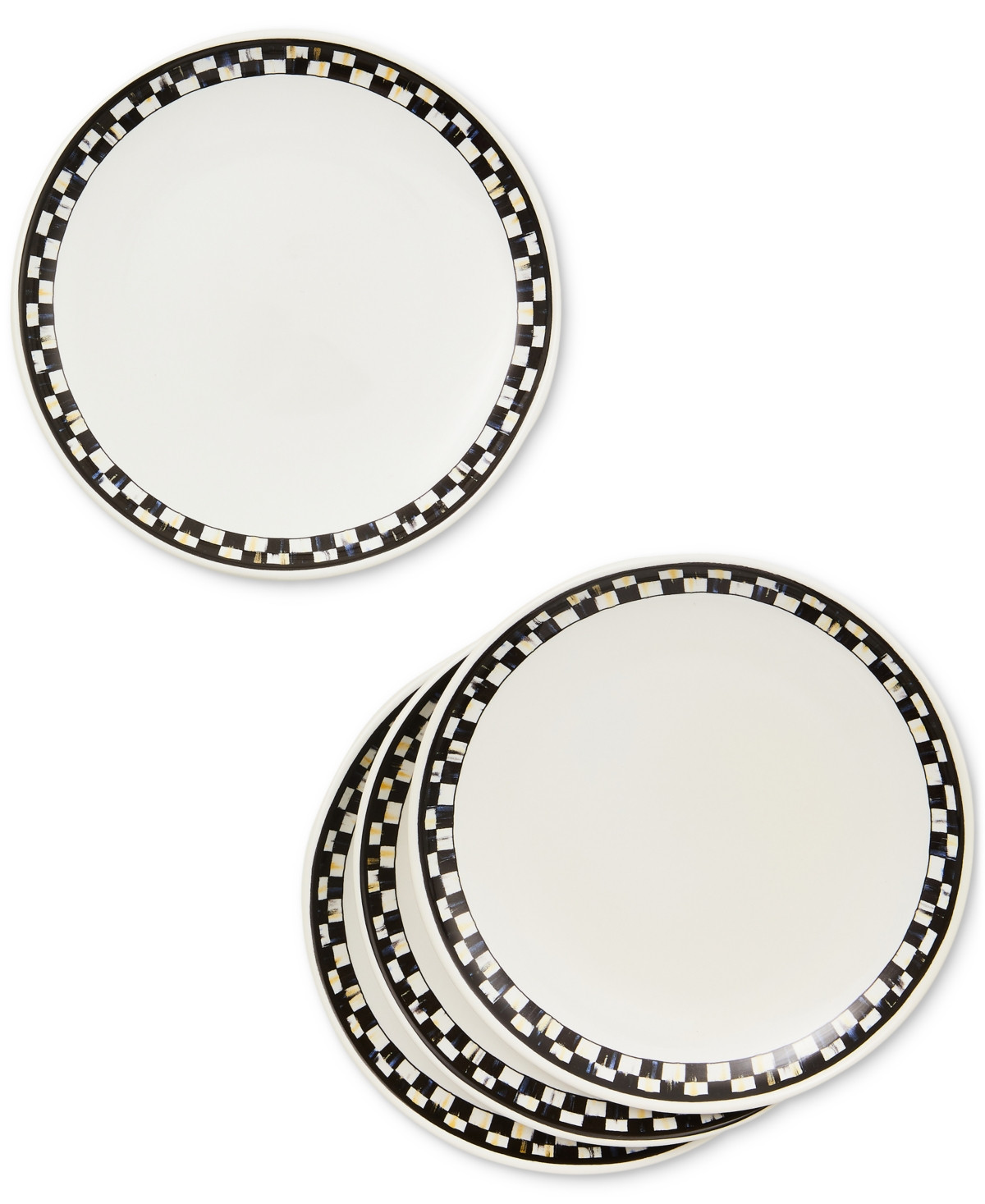MacKenzie-Childs Courtly Check Everyday Small Plates, Set of 4 - Black/white | Macy's