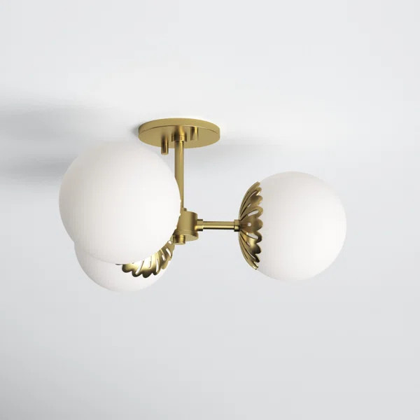 Deniaud 3 Light Glass Semi Flush Mount | Wayfair North America