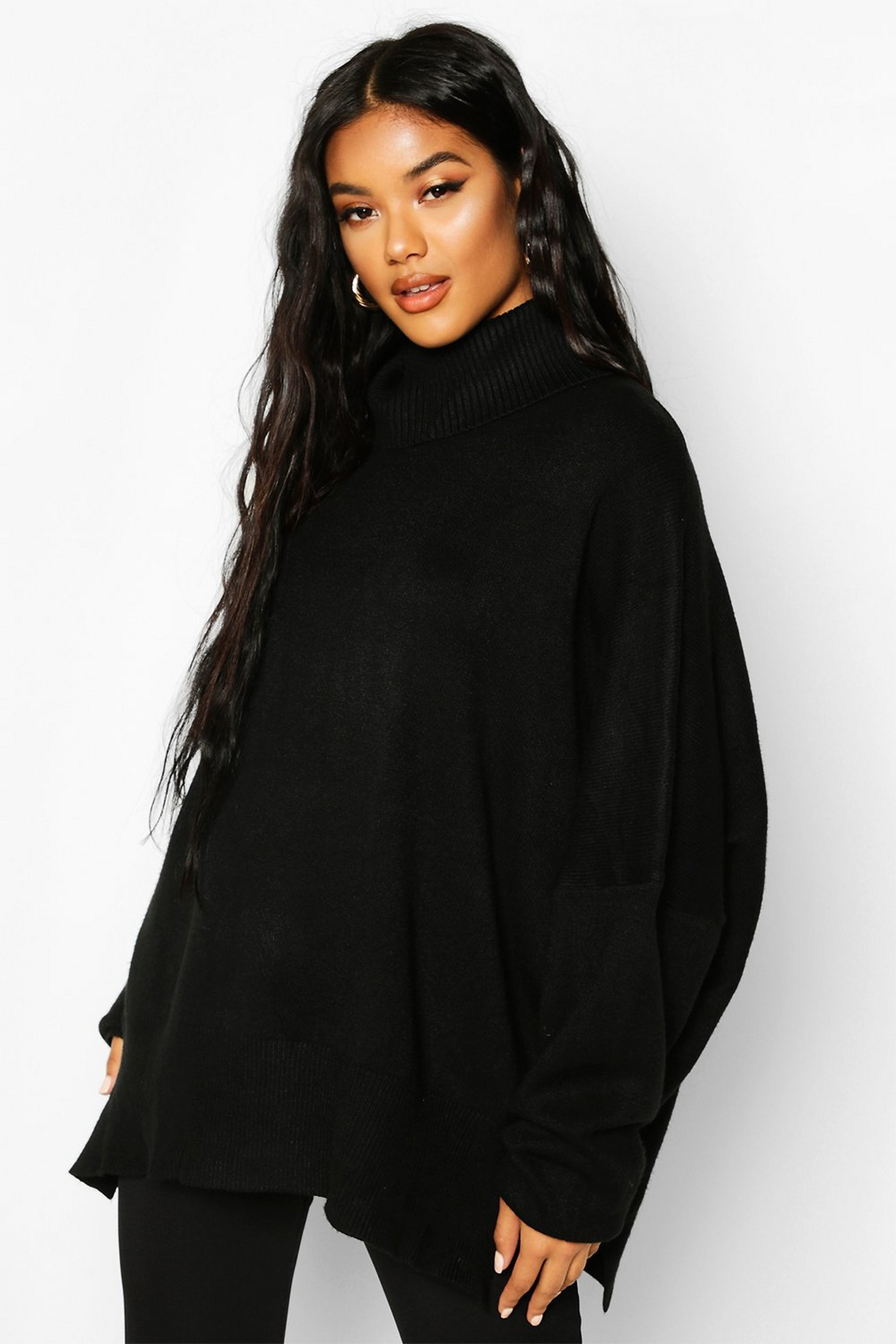Oversized Turtle Neck Knitted Jumper | Boohoo.com (UK & IE)