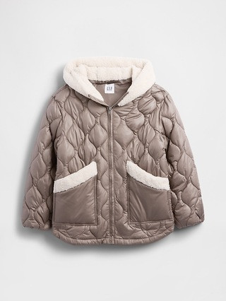 100% Recycled Relaxed Sherpa-Trim Jacket | Gap Factory