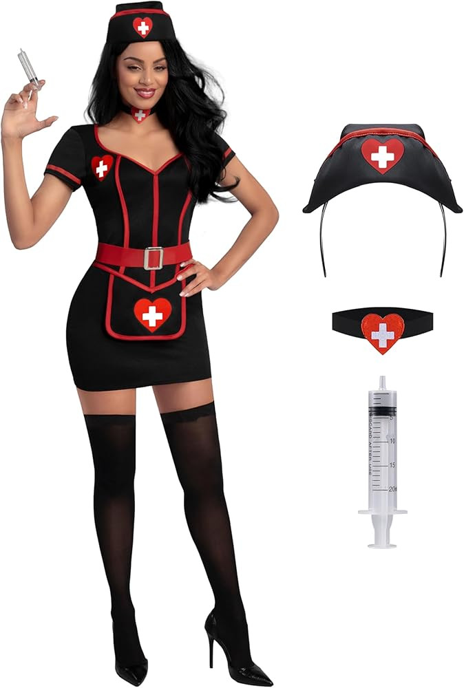 Spooktacular Creations Halloween Nurse Costume Woman, Black Nurse Costume Cardiac Arrest Dress fo... | Amazon (US)