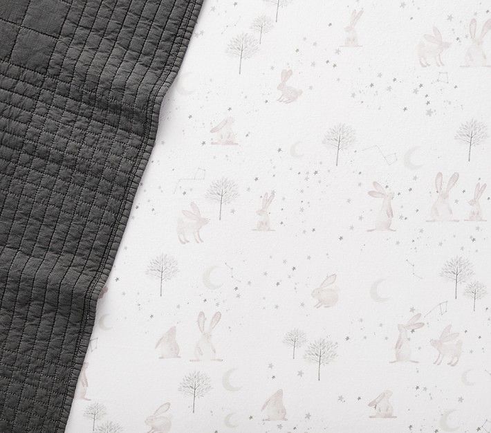 Forest Bunny Organic Flannel Crib Fitted Sheet | Pottery Barn Kids