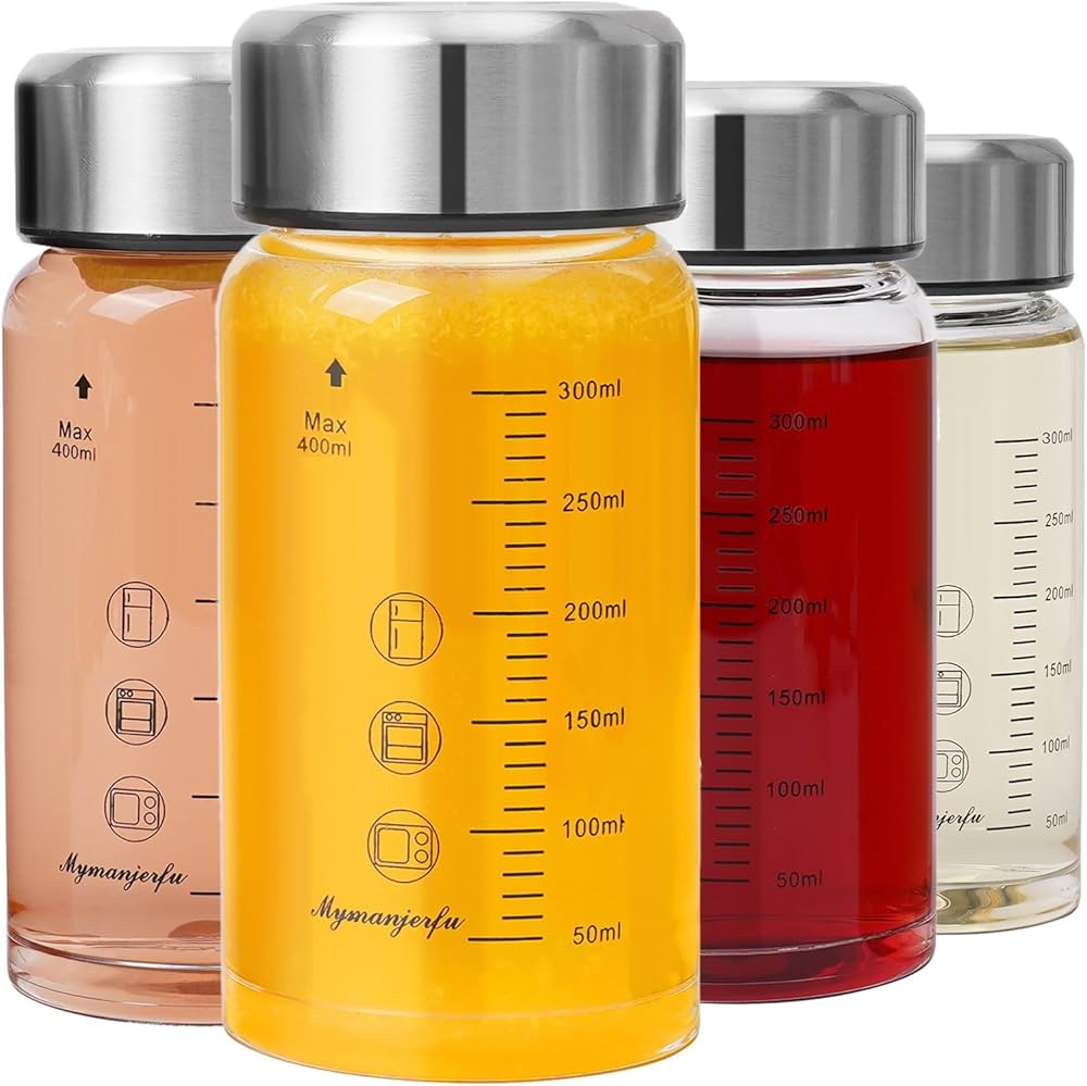 Glass Juice Bottles 4 Pack 12 oz - Wide Mouth Glass Water Bottles with Lids - for Juicing, Smooth... | Amazon (US)