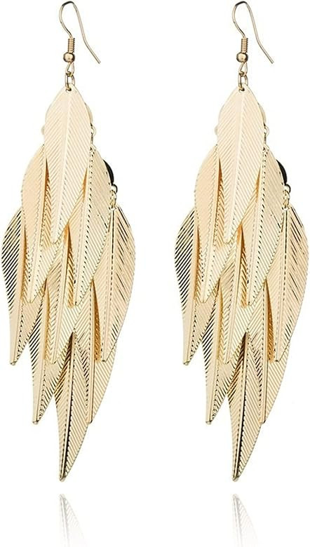 coadipress Bohemian Layered Filigree Leaf Earrings for Women Handmade Silver Gold Plated Big Boho... | Amazon (US)