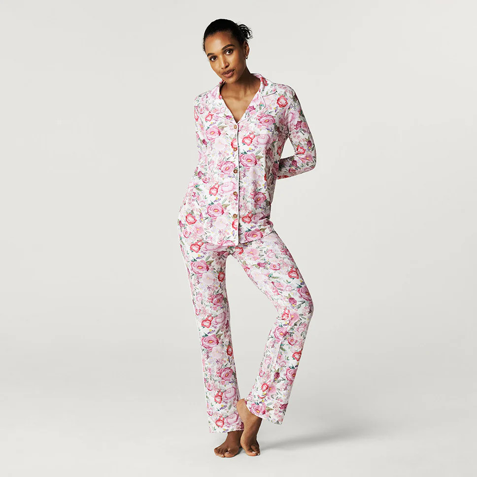Floral Pink Luxe Womens Pajamas | Elly | Posh Peanut