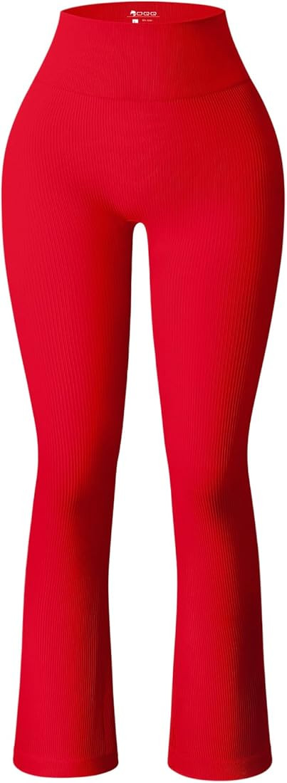 OQQ Women's Flare Pants Ribbed Seamless Workout High Waist Bell Bottoms Pants | Amazon (US)