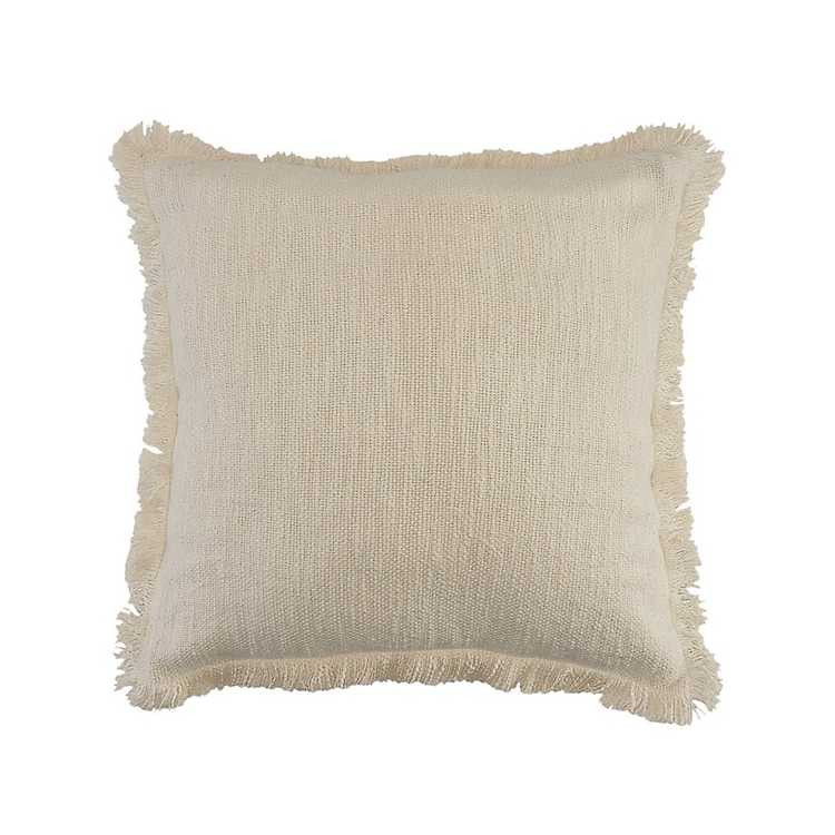 Solid Ivory Fringe Accent Pillow | Kirkland's Home