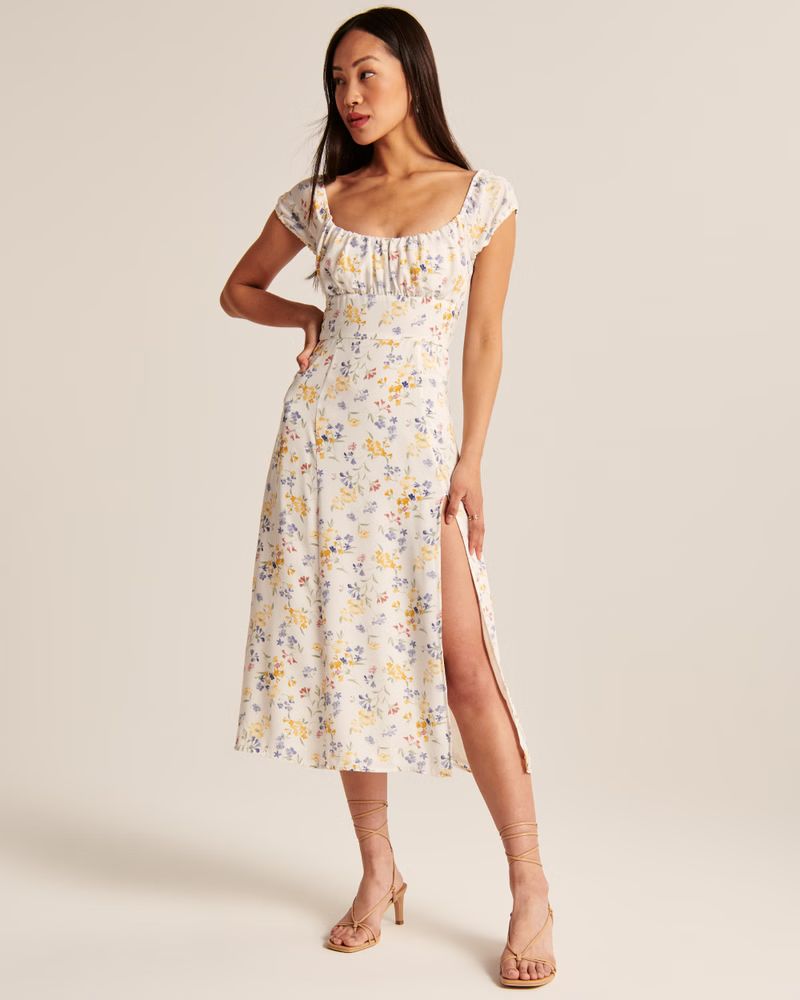 Cap Sleeve Scoopneck Midi Dress | Abercrombie & Fitch (US)