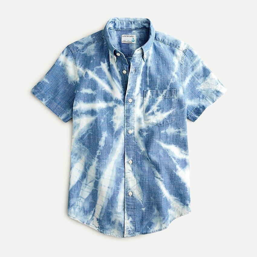 Boys' short-sleeve shirt in indigo tie-dye | J.Crew US
