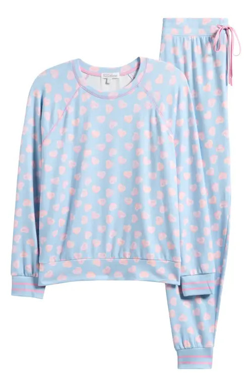 PJ Salvage Peachy Heart Print Jersey Pajamas in Blue Haze at Nordstrom, Size X-Small | Nordstrom