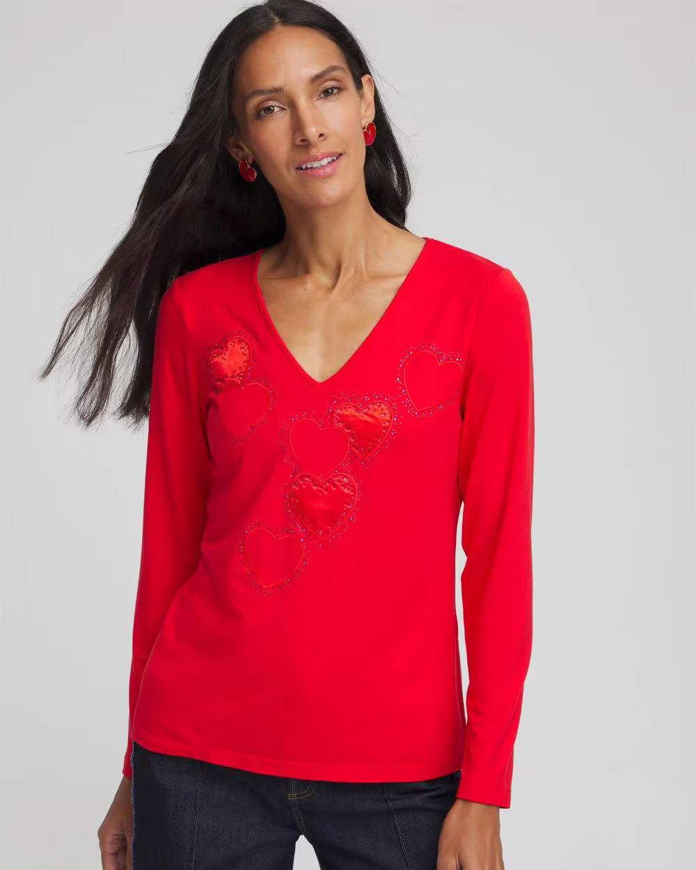 Embellished Heart V-Neck Tee | Chico's