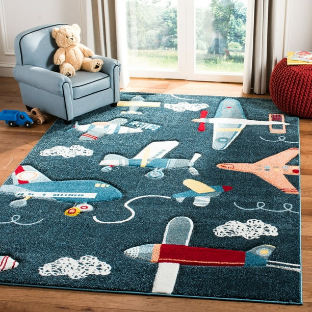 SAFAVIEH Carousel Kids Caroline Airplanes Area Rug, Navy/Ivory, 8' x 10' - Walmart.com | Walmart (US)