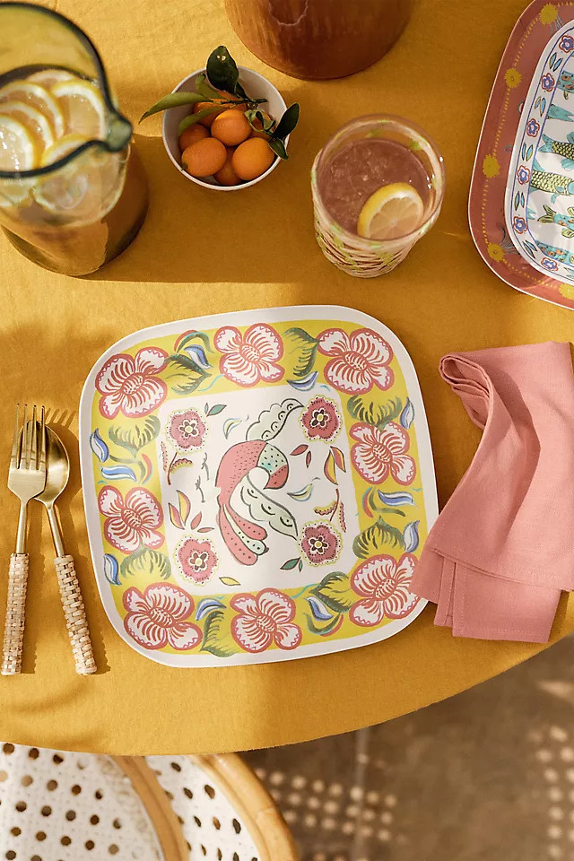 Bamboo Melamine Hibiscus Dinner Plate | Anthropologie (US)
