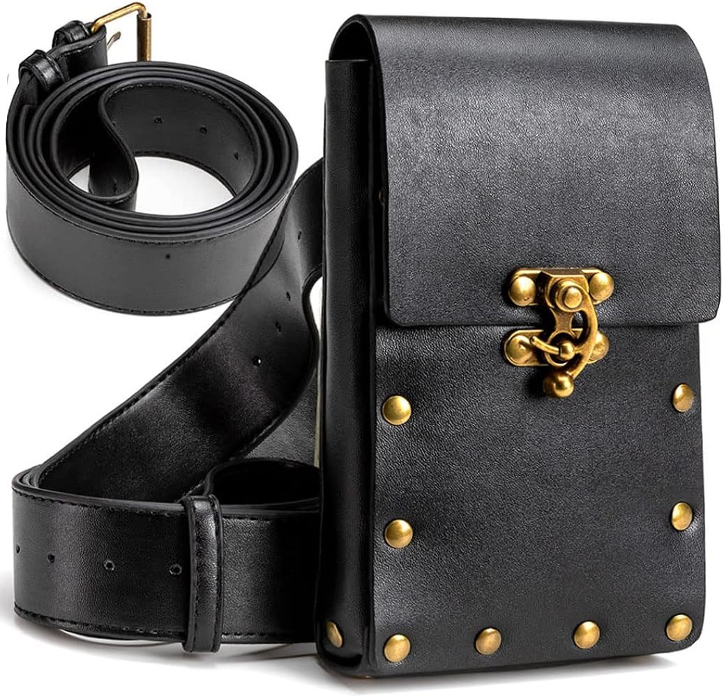 Waist Bag Belt Purse Fanny Pack Crossbody Motorcycle Hiking Phone Holder Wallet Vintage Leather C... | Amazon (US)