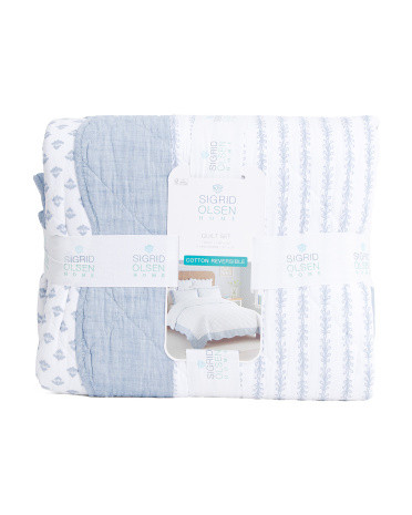 Cotton Seaweed Stripe Quilt Set | TJ Maxx