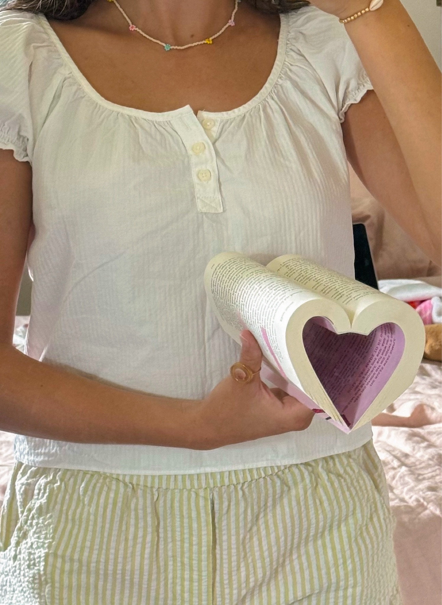 comfy spring/summer outfit! white blouse from brandy and gingham shorts from target🌸🍋‍🟩 

#LTKStyleTip #LTKSummerSales #LTKFindsUnder50