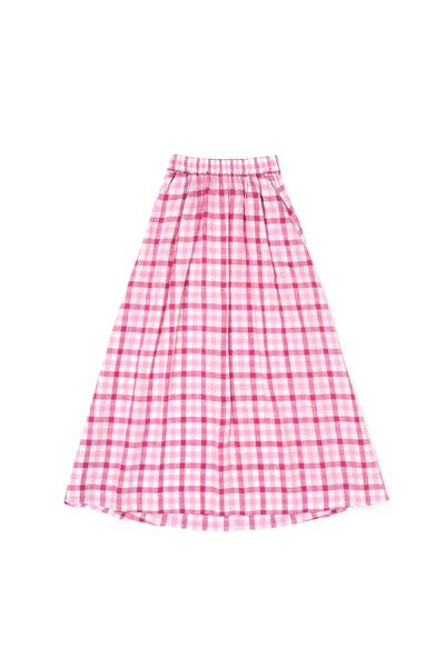 Everyday Skirt - Pink Gingham Linen | Shop BURU