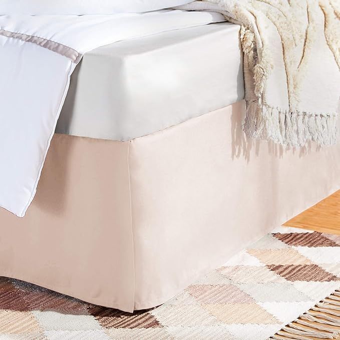 AmazonBasics Pleated Bed Skirt - Twin, Blush Pink | Amazon (US)