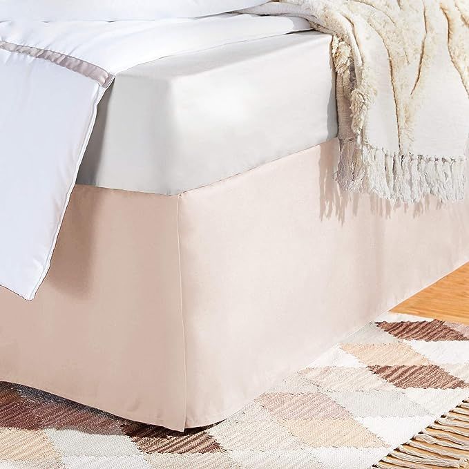 AmazonBasics Pleated Bed Skirt - Twin, Blush Pink | Amazon (US)