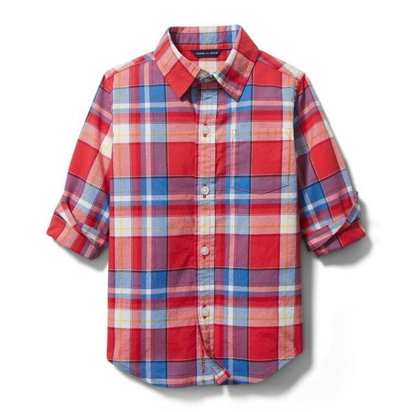 Madras Plaid Roll-Cuff Shirt | Janie and Jack