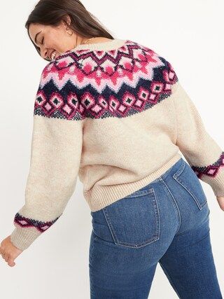 Crew Neck Fair Isle Sweater for Women | Old Navy (US)