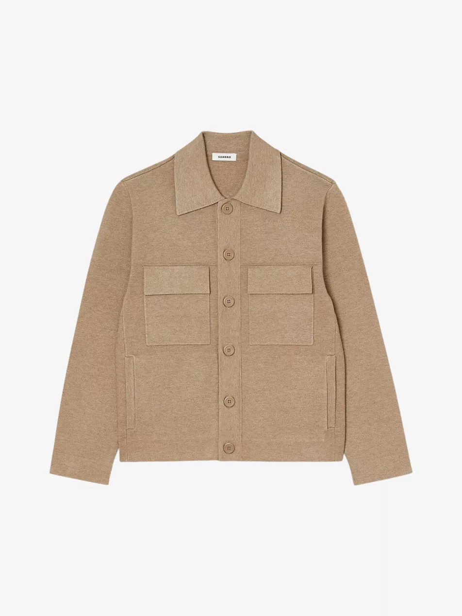 Patch-pocket marl-pattern knitted cardigan | Selfridges