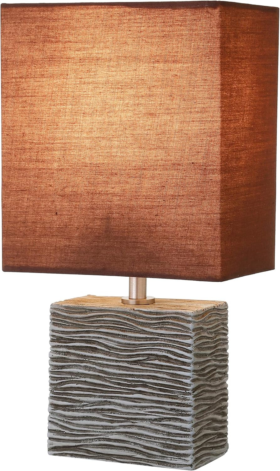 Amazon Basics Rectangular Poly Table Lamp with LED Bulb - 6" x 4" x 11.5", Brushed Nickel - - Ama... | Amazon (US)