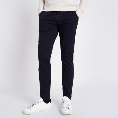 Navy super skinny stretch chino pants | River Island (UK & IE)