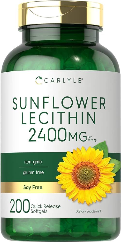 Carlyle Sunflower Lecithin 2400mg | 200 Softgel Capsules | Rich in Phosphatidyl Choline | Non-GMO... | Amazon (US)