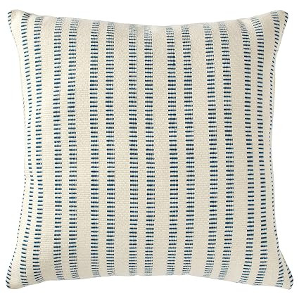 Stone & Beam French Laundry Stripe Decorative Throw Pillow, 17" x 17", Ivory, Turquoise | Amazon (US)
