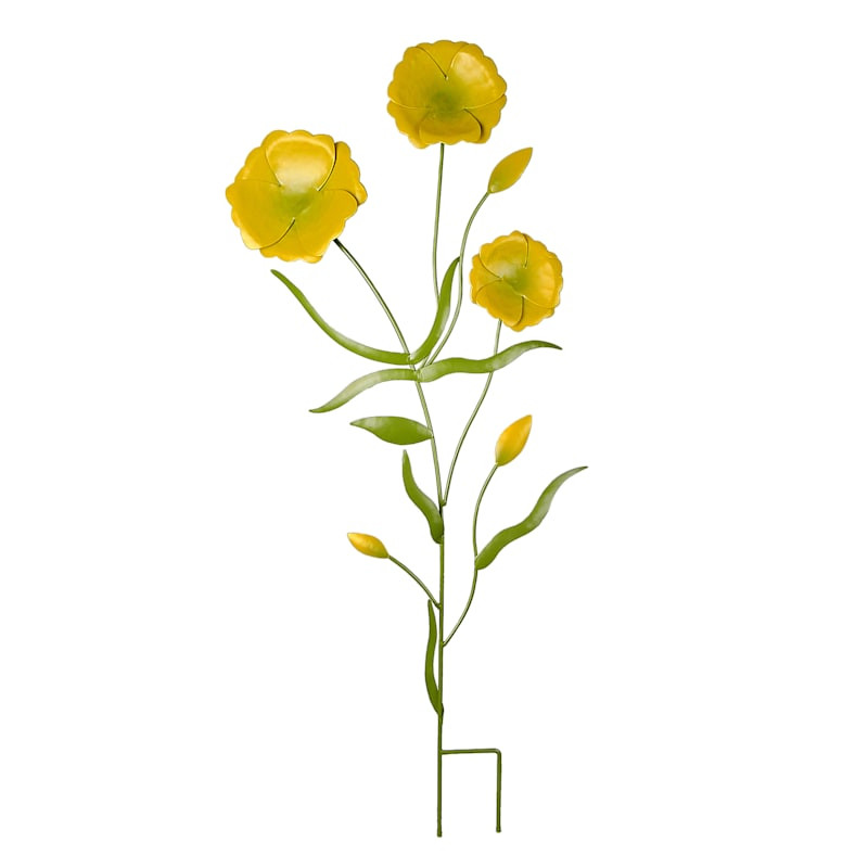 Yellow Metal Daisy Yard Stake, 36" | At Home