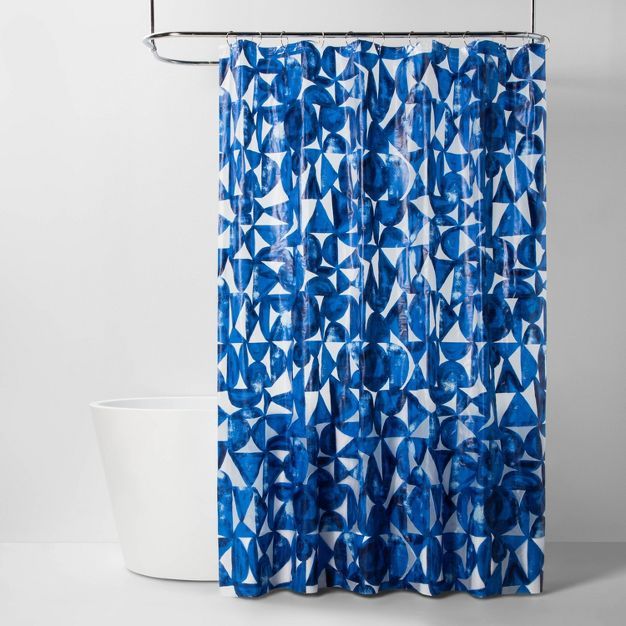 PEVA Shower Curtain Geometric Blue - Room Essentials™ | Target