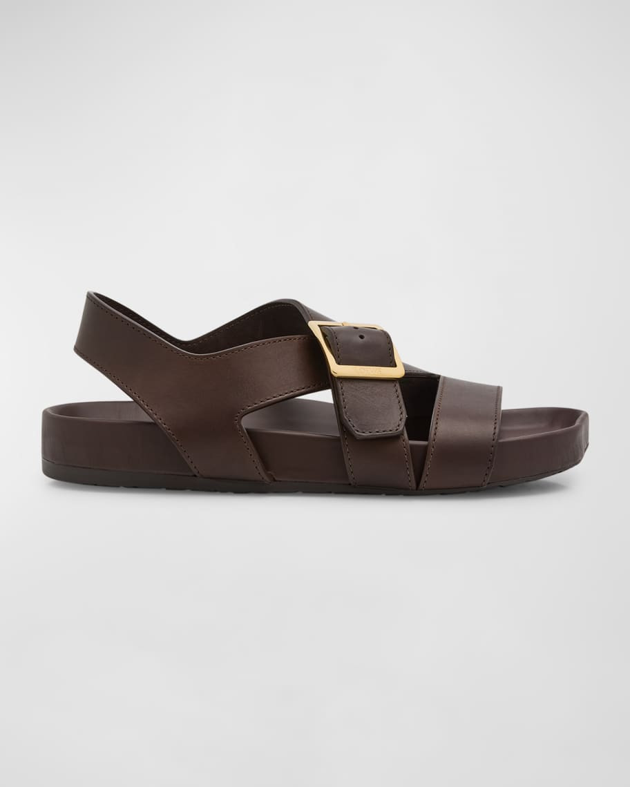 Loewe Men's Ease Leather Buckle Sandals | Neiman Marcus