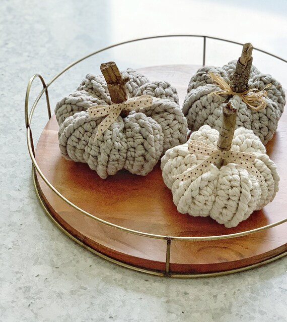 The Farmhouse Pumpkin | Small Crochet Pumpkin | Autumn Harvest Decor | Rustic Farmhouse Decor | F... | Etsy (US)