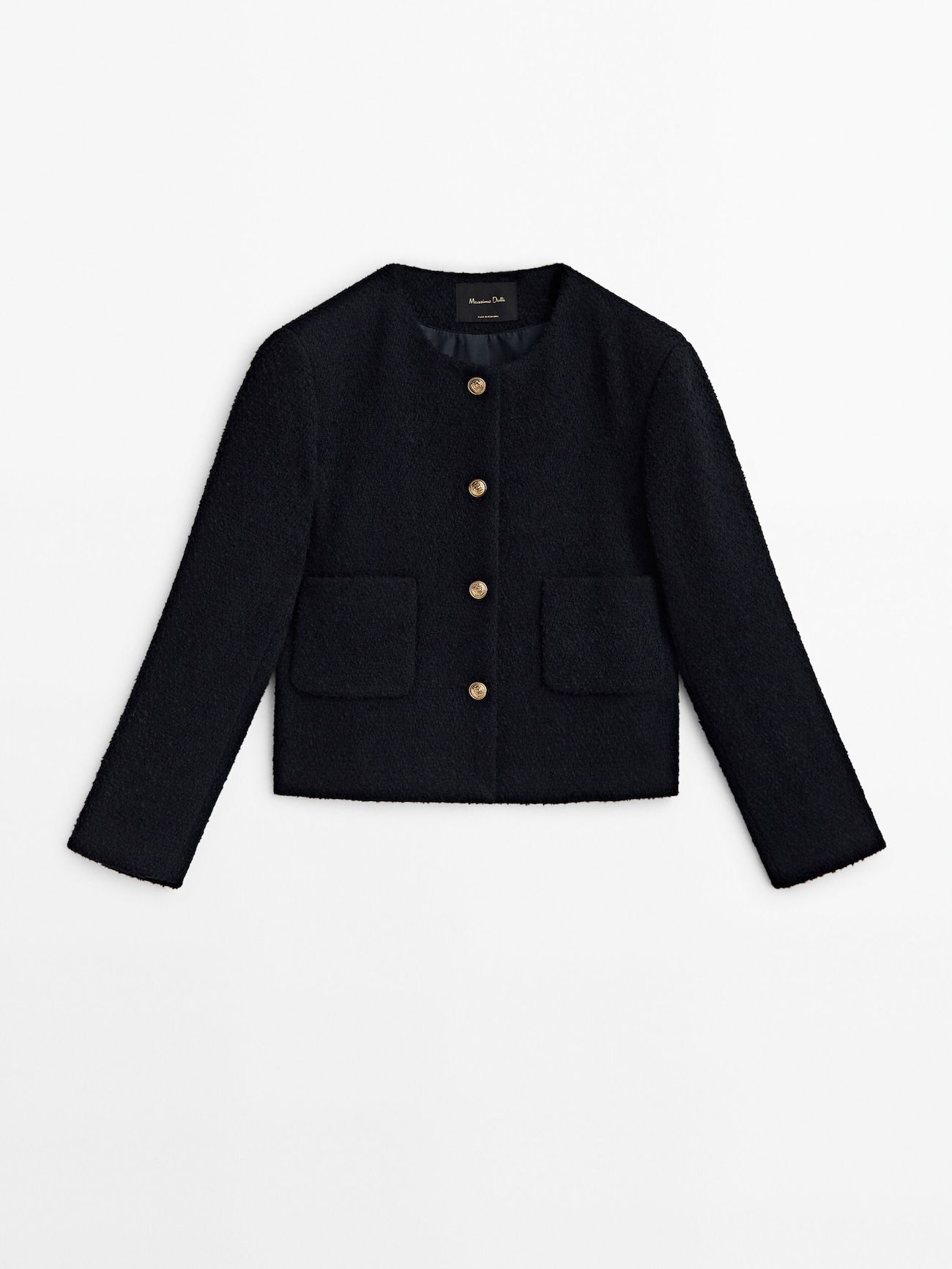 Textured coat with gold buttons | Massimo Dutti (US)