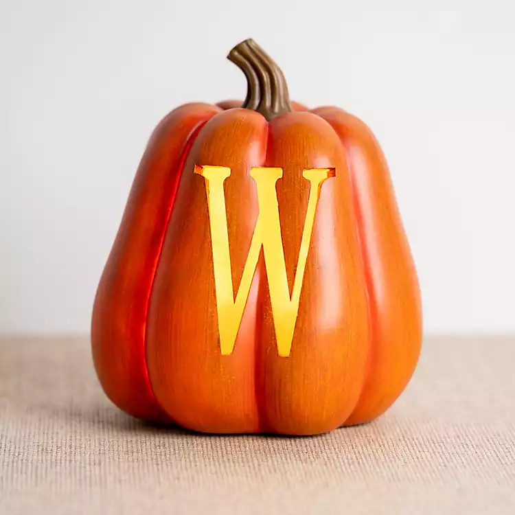 Pre-lit Orange Monogram W Pumpkin | Kirkland's Home