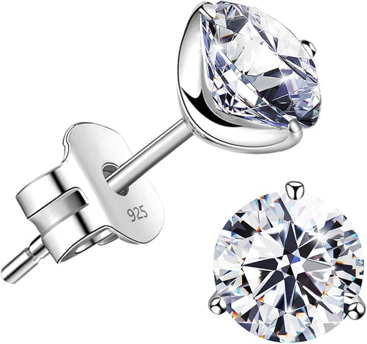 "STUNNING FLAME" 18K Gold Plated Silver Brilliant Cut Simulated Diamond Cubic Zirconia Stud Earri... | Amazon (US)