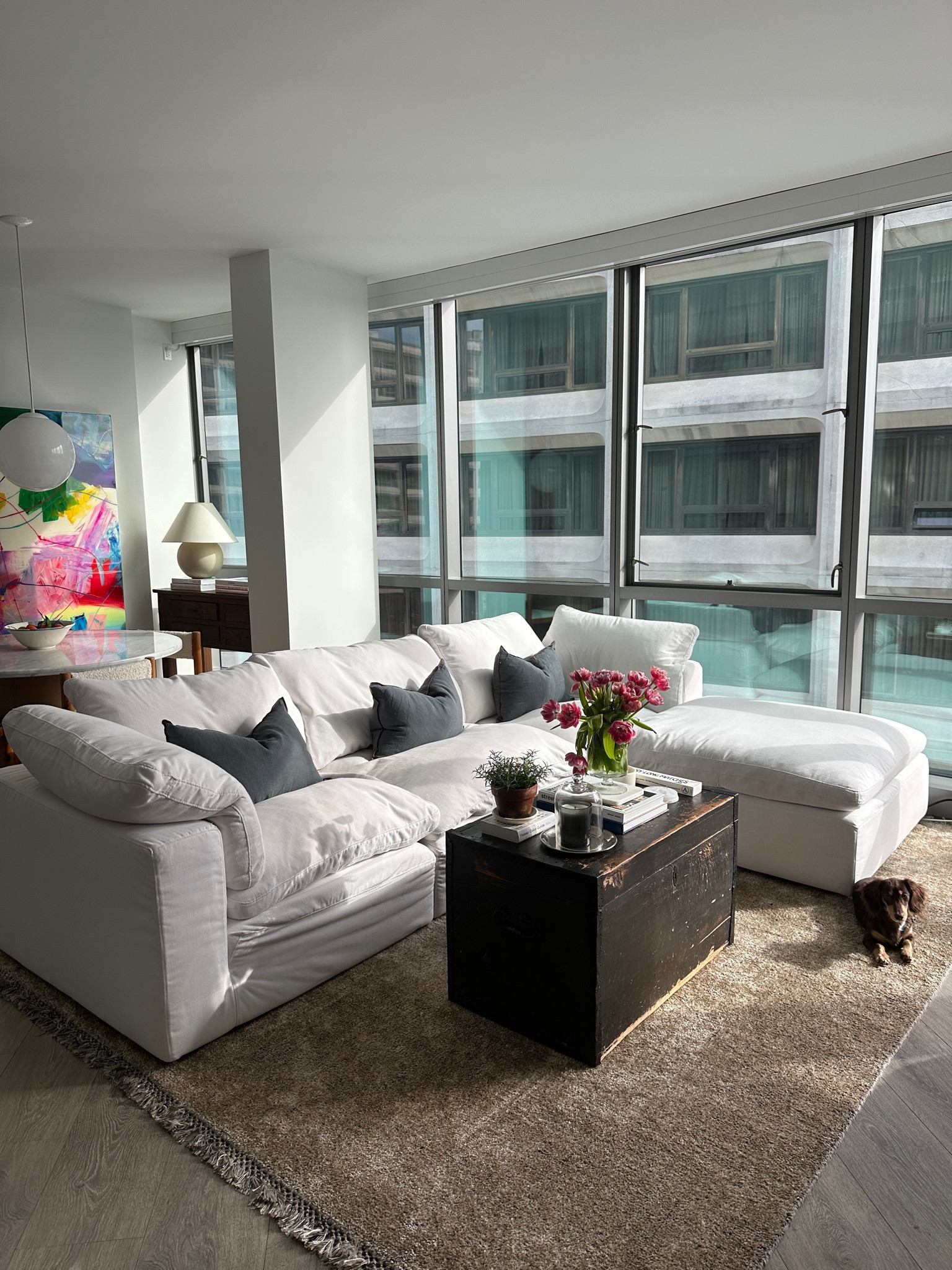 updated living room! pillows are zara home and couch is RH