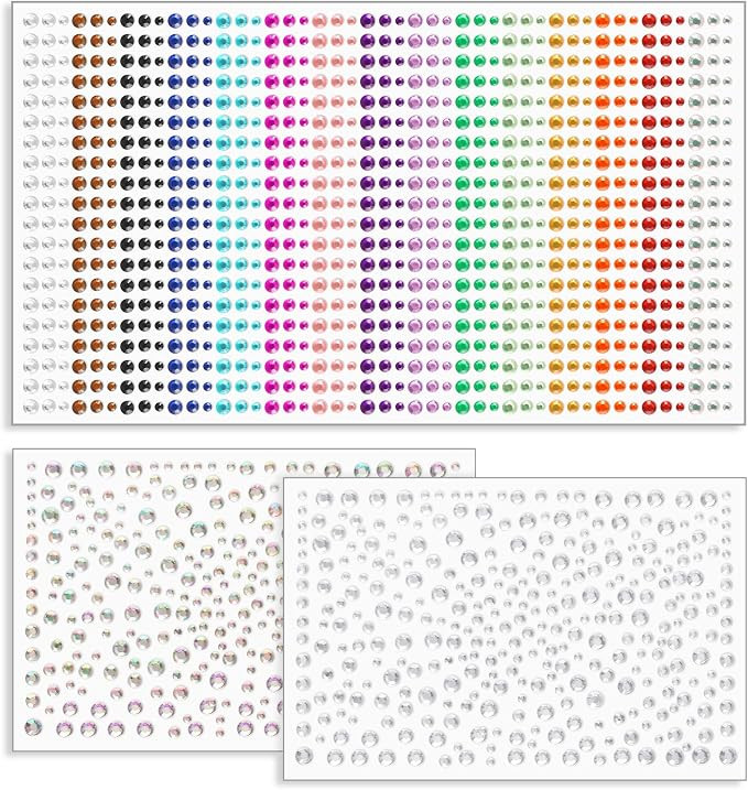 1600 Pcs 3/4/5/6 mm Self Adhesive Face Gems for Bride, Hair Gems Face Jewels Rave Hair Accessorie... | Amazon (US)