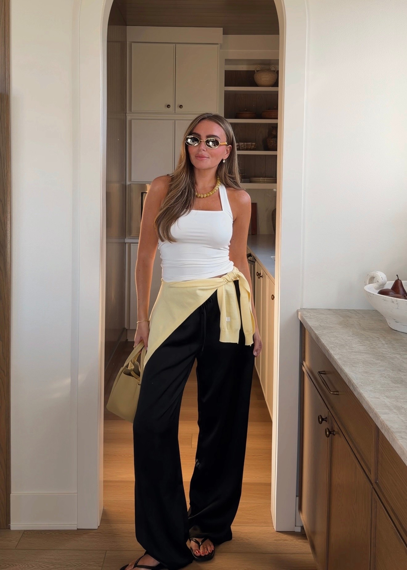 My favorite satin draw string pants! Wearing a size US 4. Wearing a size M in the halter top 

#LTKootd #LTKSeasonal #LTKTall