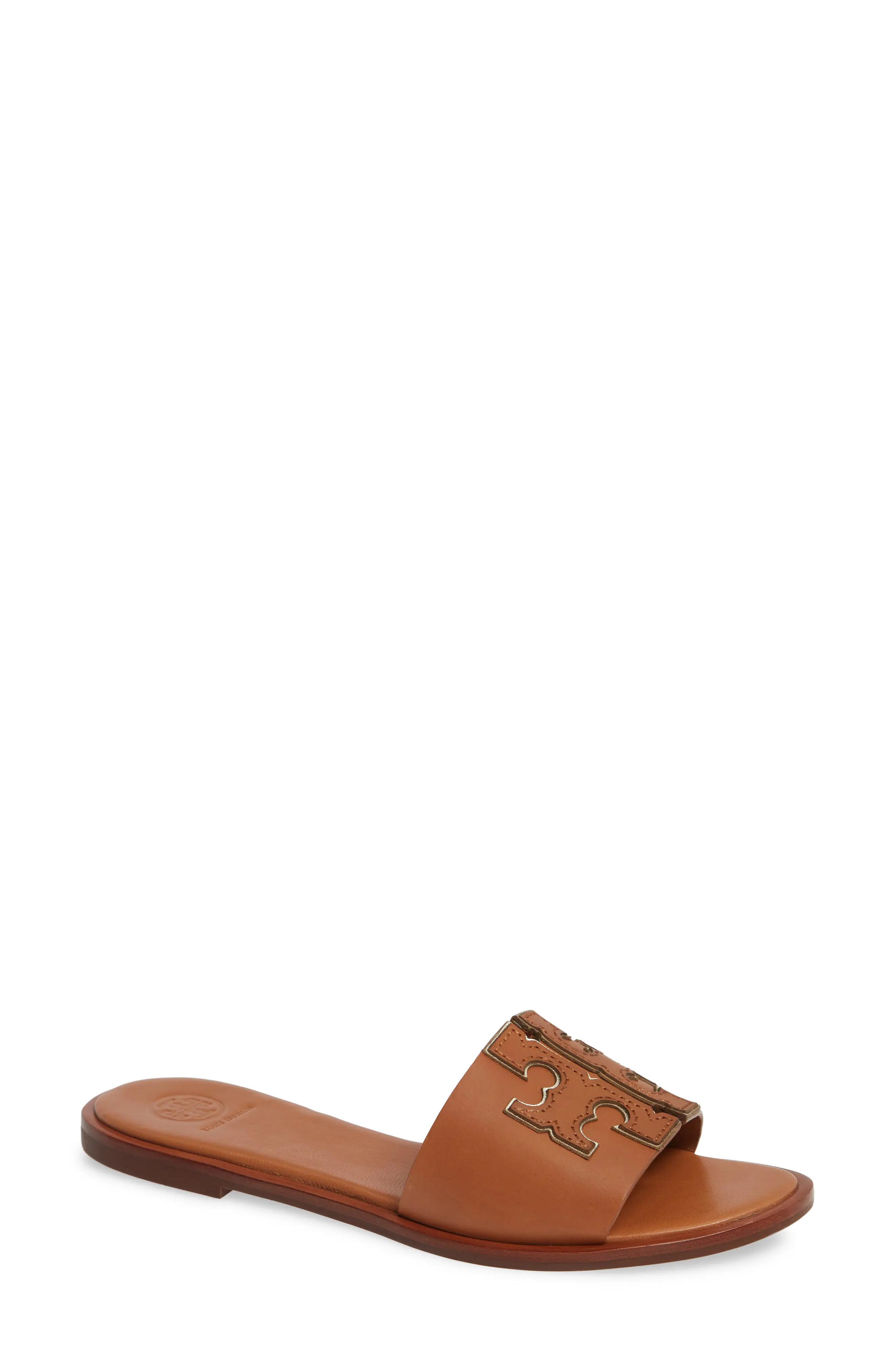 Tory Burch Ines Slide Sandal in Tan /Spark Gold at Nordstrom, Size 8.5 | Nordstrom